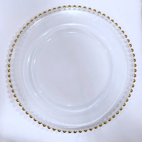 Gold Beaded Glass Charger