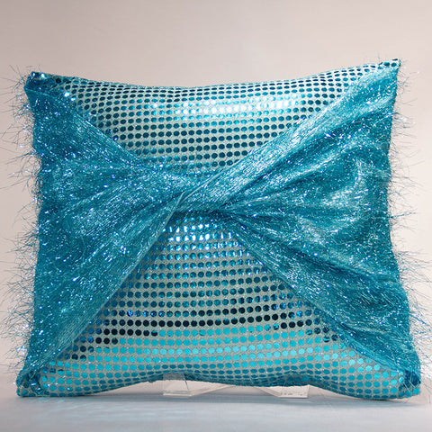 Turquoise Sequins with Eyelash Pillow